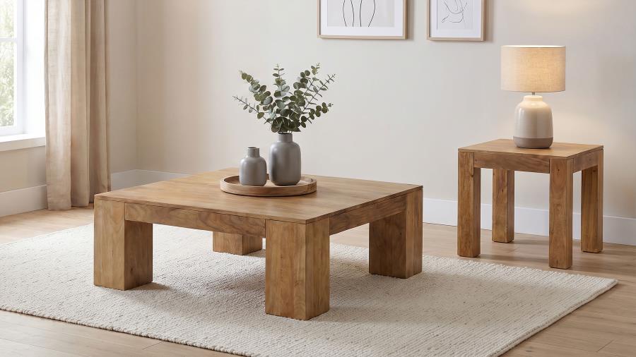 Butte 2-piece Mango Wood Coffee and End Table Set Natural