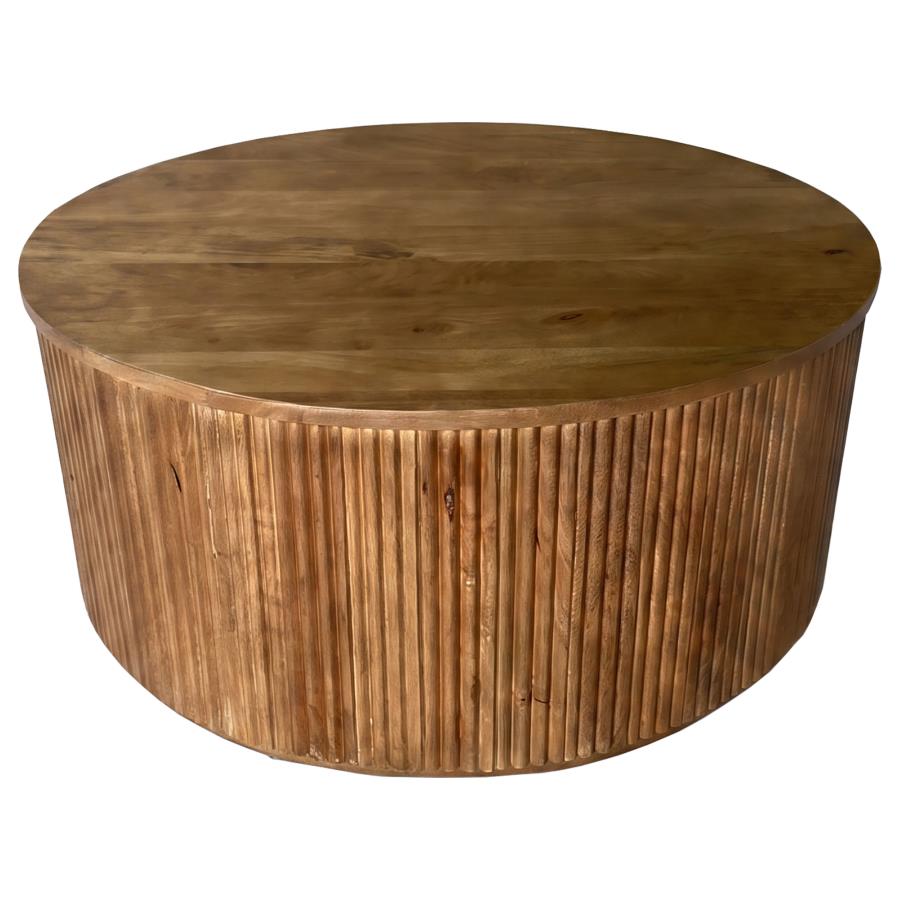 Coffey 2-piece Round Coffee and End Table Set Light Brown