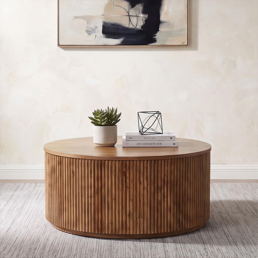 Coffey Round Mango Wood Coffee Table Light Brown