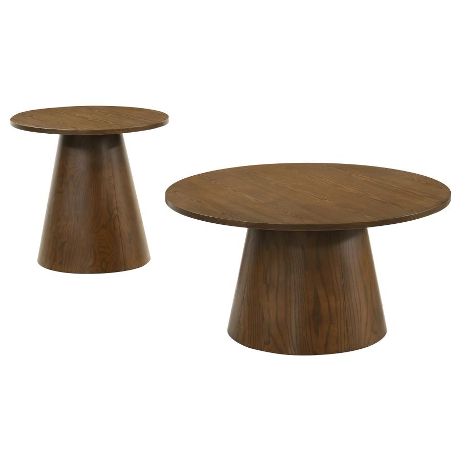 Franklin 2-piece Round Coffee Table Set Dark Brown
