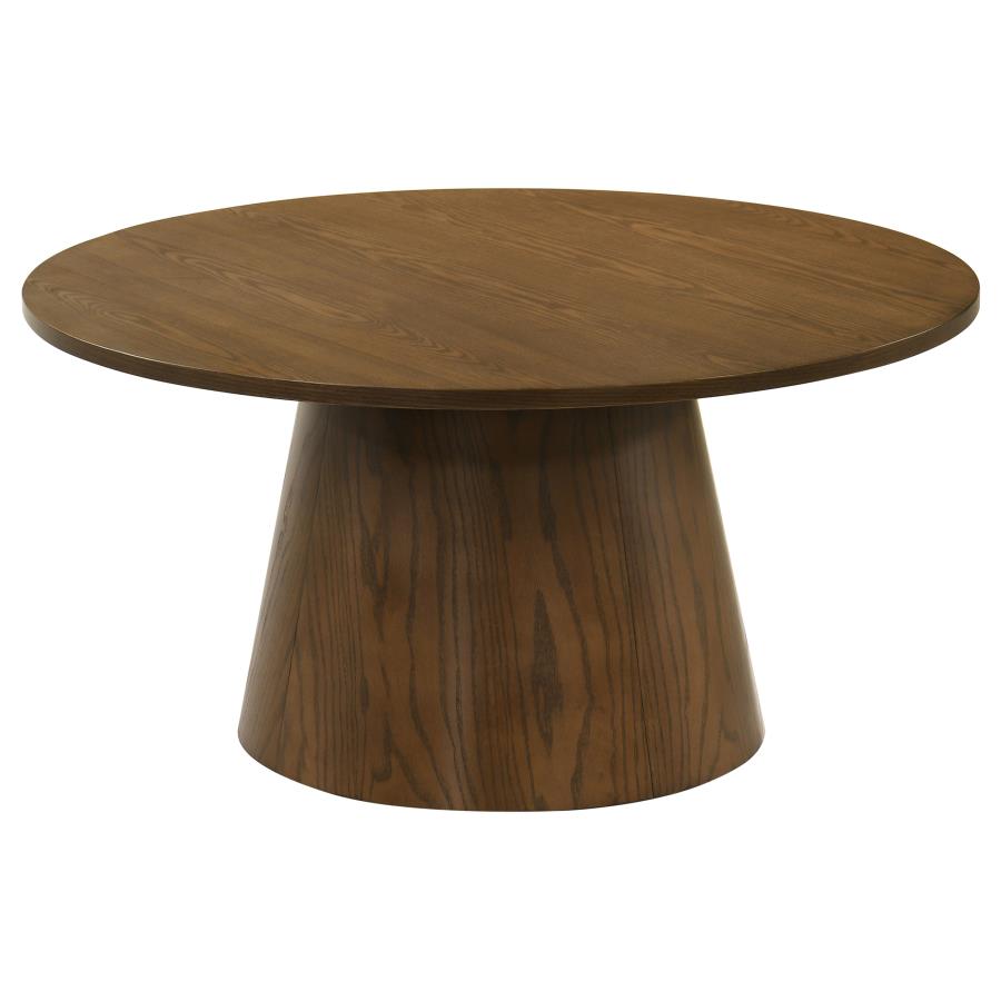 Franklin 3-piece Round Coffee Table Set Dark Brown