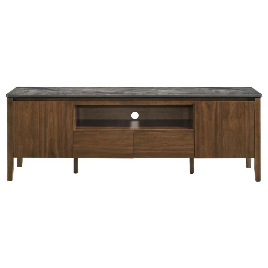 Bradley 63-inch 2-Door SmartTop™ TV Stand Smokey Grey and Dark Brown