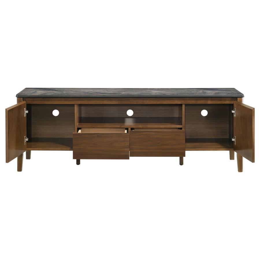 Bradley 63-inch 2-Door SmartTop™ TV Stand Smokey Grey and Dark Brown