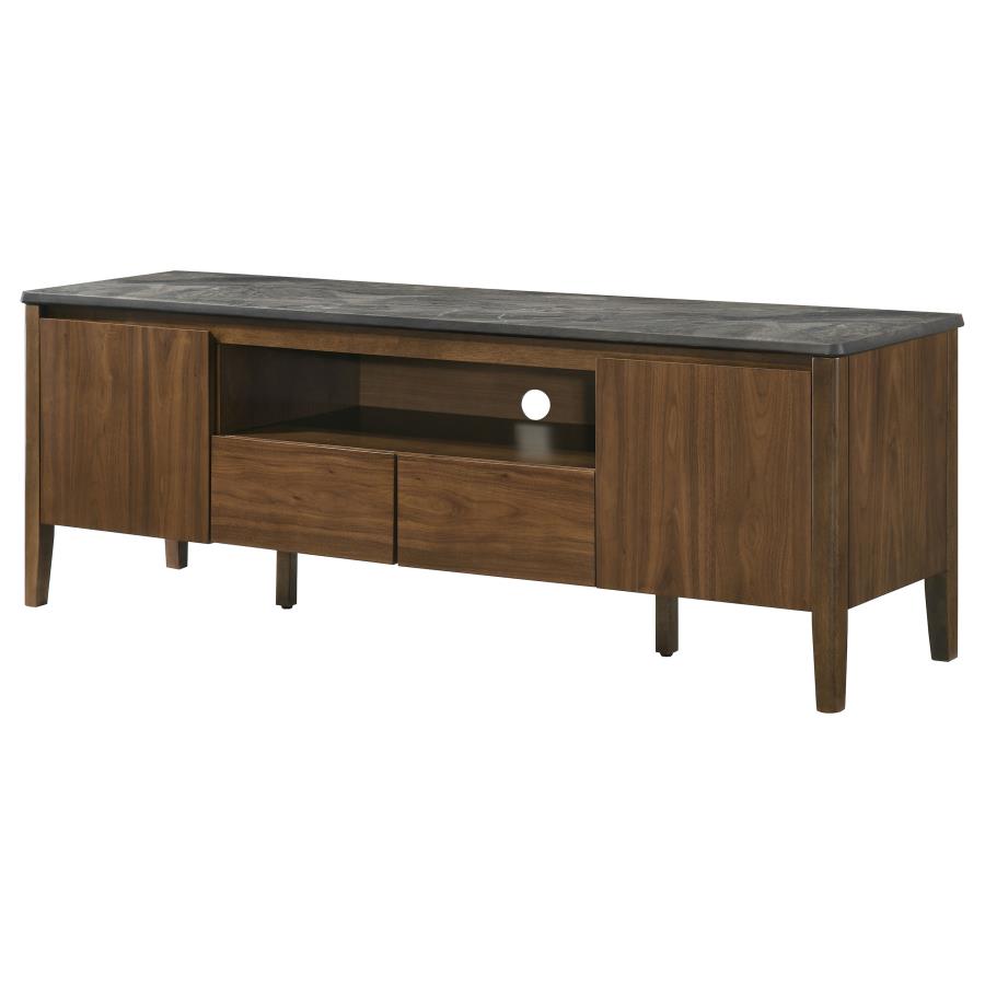 Bradley 63-inch 2-Door SmartTop™ TV Stand Smokey Grey and Dark Brown