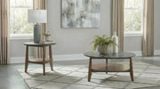 Bradley 2-Piece Round SmartTop™ Coffee Table Set Smokey Grey and Dark Brown