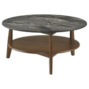 Bradley Round SmartTop™ Cocktail Coffee Table Smokey Grey and Dark Brown