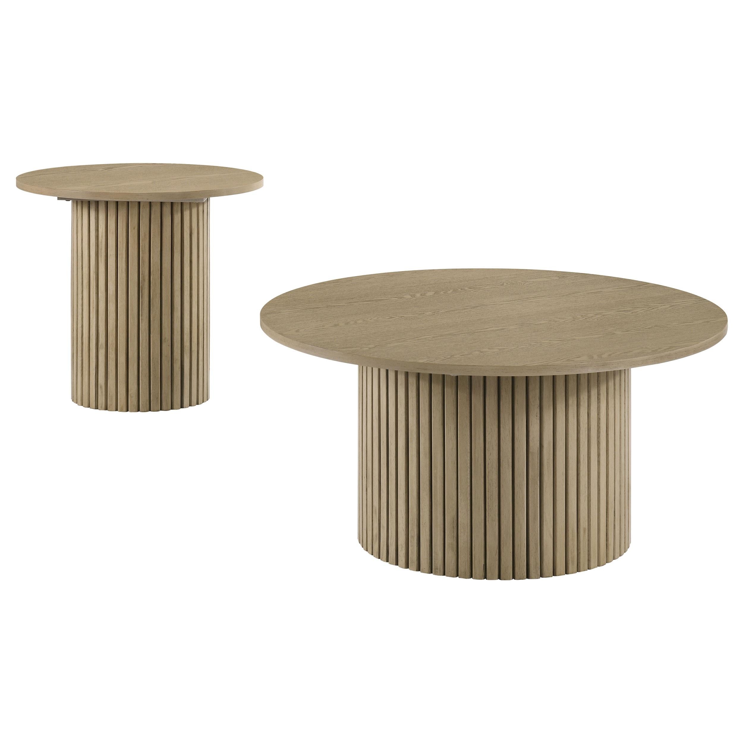 Hamlyn Round Fluted Occasional Side End Table Natural Oak