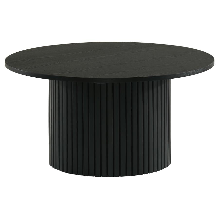Hamlyn 3-piece Round Fluted Coffee and End Table Set Black
