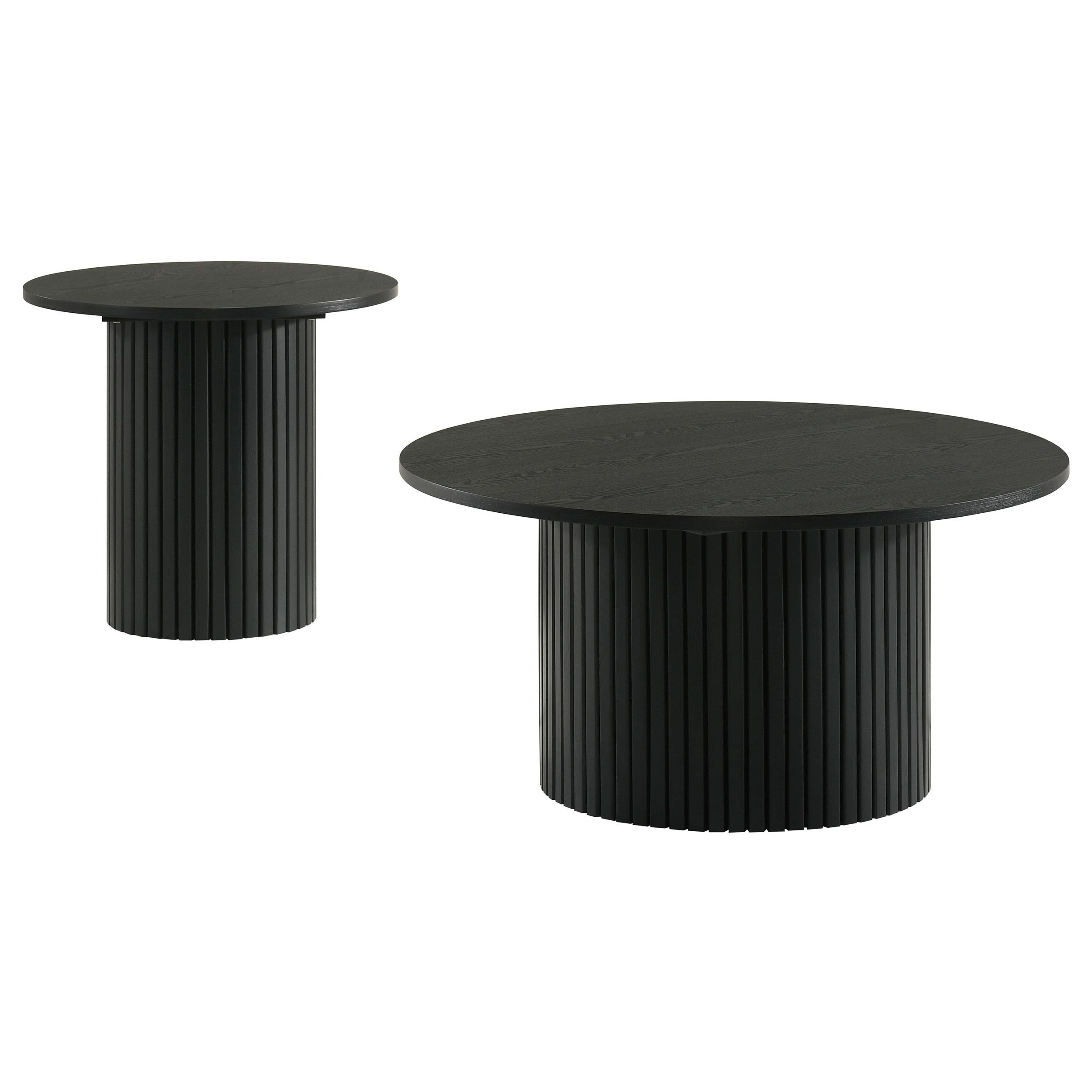 Hamlyn Round Fluted Occasional Cocktail Coffee Table Black