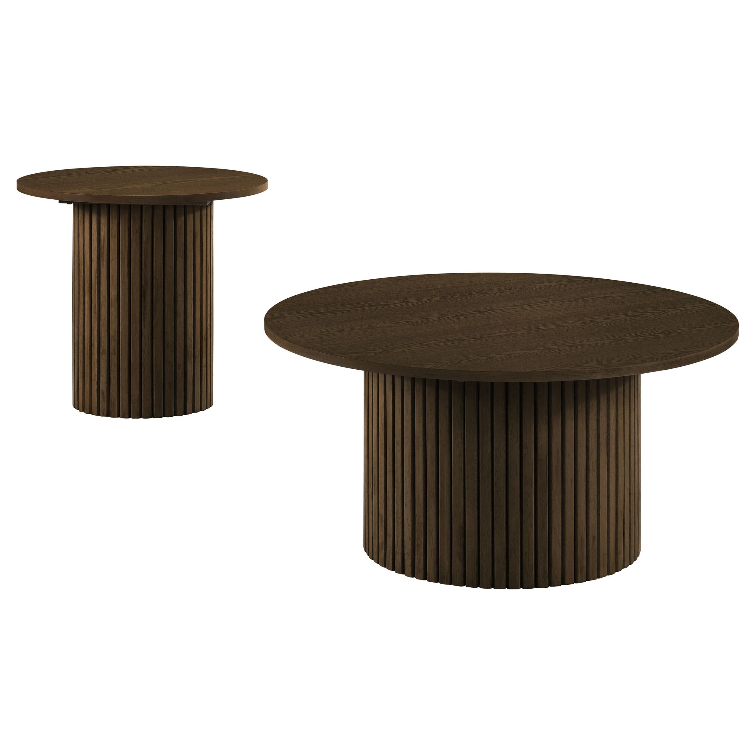 Hamlyn Round Fluted Occasional Side End Table Walnut