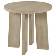 Strouse Contemporary Round End Table in Natural Oak