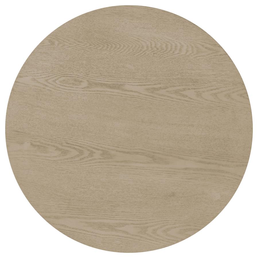 Strouse Contemporary Round End Table in Natural Oak