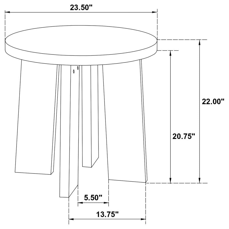 Strouse Contemporary Round End Table in Natural Oak