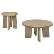 Strouse 2-Piece Round Coffee and End Table Set in Natural Oak