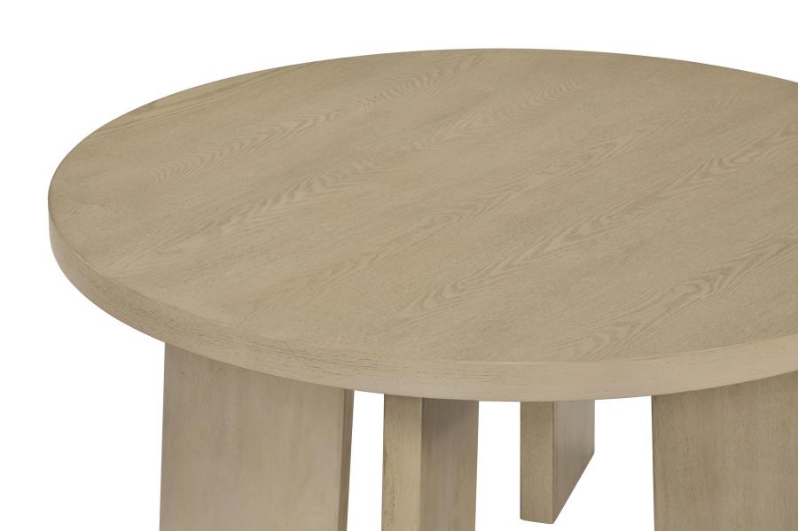Strouse Contemporary Round Coffee Table in Natural Oak