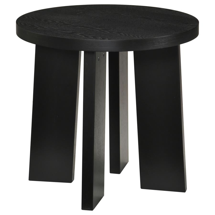 Strouse Contemporary Round End Table in Black