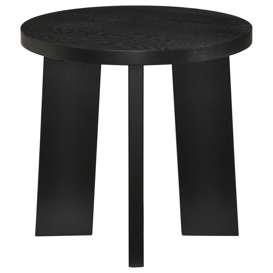 Strouse Contemporary Round End Table in Black