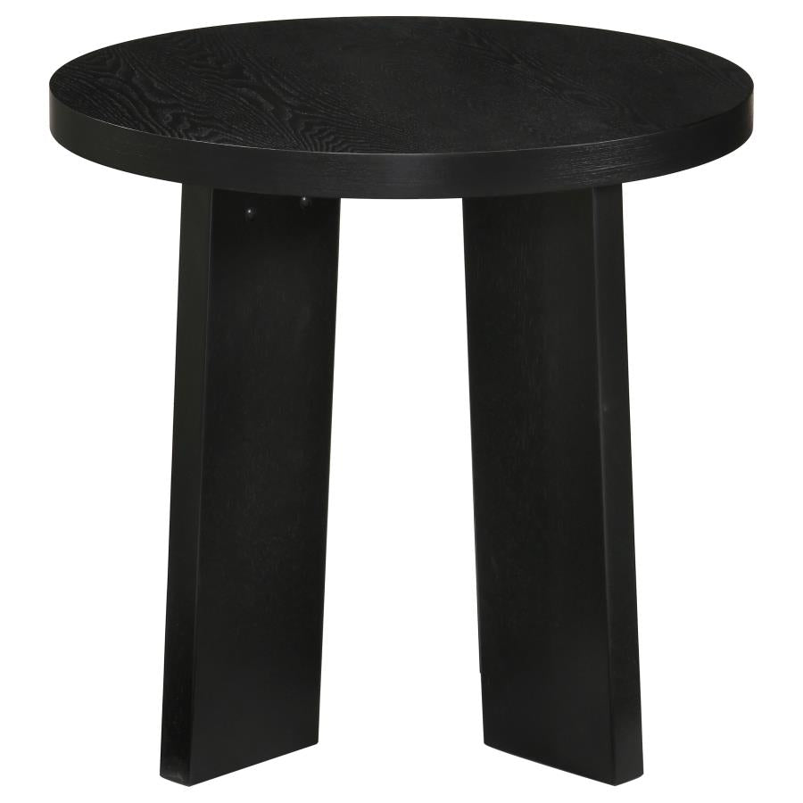 Strouse Contemporary Round End Table in Black