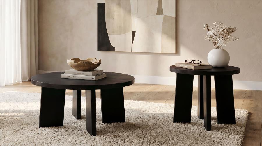 Strouse Contemporary Round End Table in Black