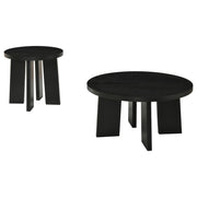 Strouse 2-Piece Round Coffee and End Table Set in Black