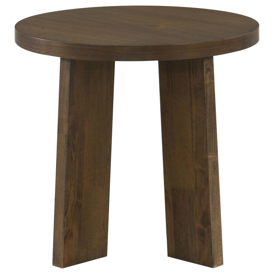 Strouse Contemporary Round End Table in Dark Walnut
