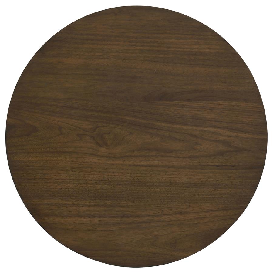 Strouse Contemporary Round End Table in Dark Walnut