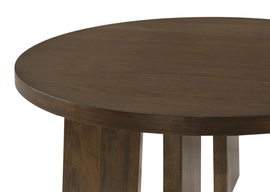 Strouse Contemporary Round End Table in Dark Walnut