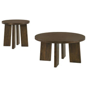Strouse 2-Piece Round Coffee and End Table Set in Dark Walnut