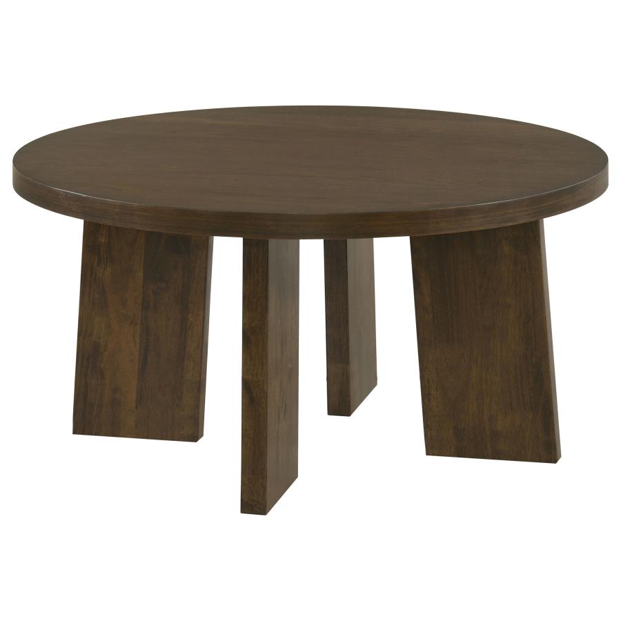 Strouse 2-Piece Round Coffee and End Table Set in Dark Walnut