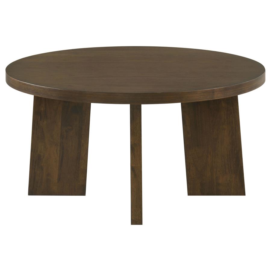 Strouse Contemporary Round Coffee Table in Dark Walnut