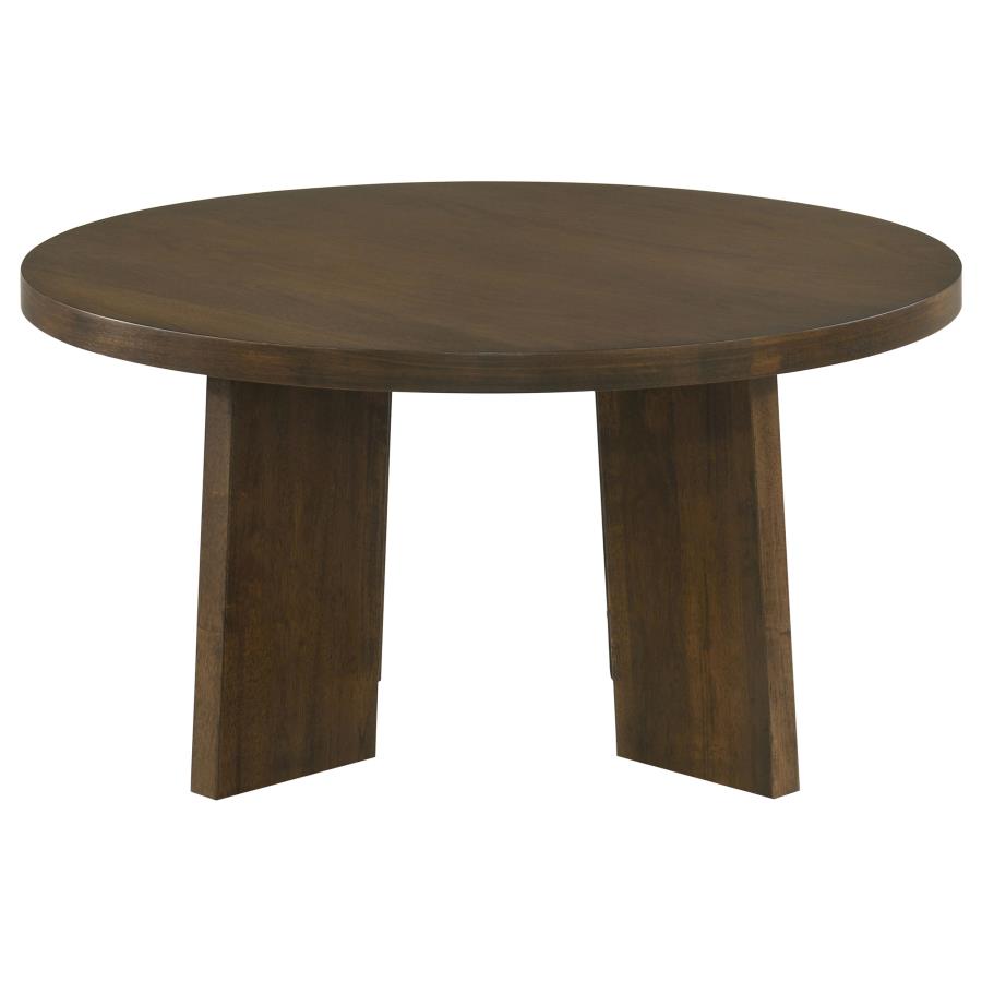 Strouse Contemporary Round Coffee Table in Dark Walnut