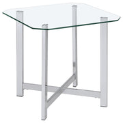 Cronin Square Tempered Glass Top Side End Table Chrome