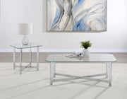 Cronin 2-piece Tempered Glass Top Coffee Table Set Chrome