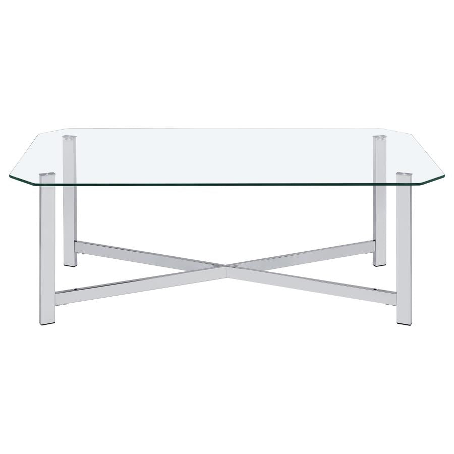 Cronin 2-piece Tempered Glass Top Coffee Table Set Chrome