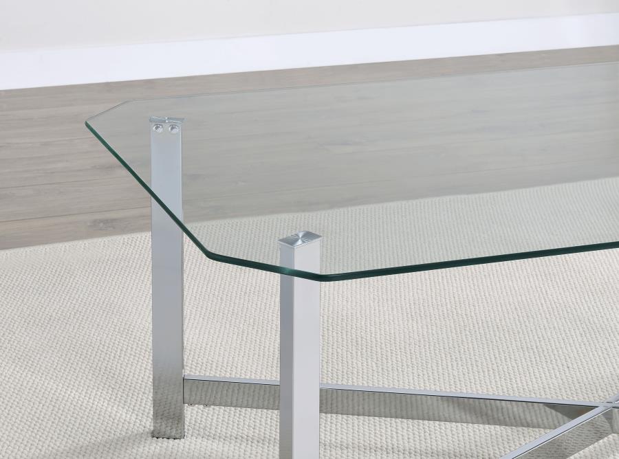 Cronin 2-piece Tempered Glass Top Coffee Table Set Chrome