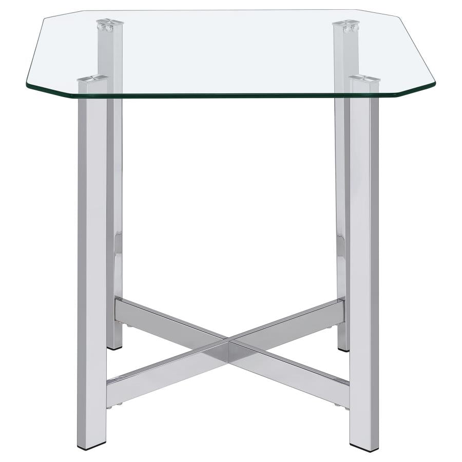 Cronin 3-piece Tempered Glass Top Coffee Table Set Chrome