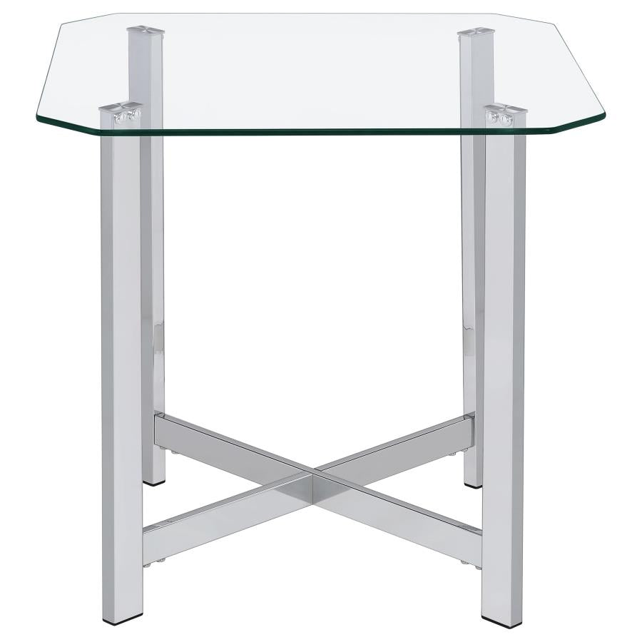 Cronin 3-piece Tempered Glass Top Coffee Table Set Chrome