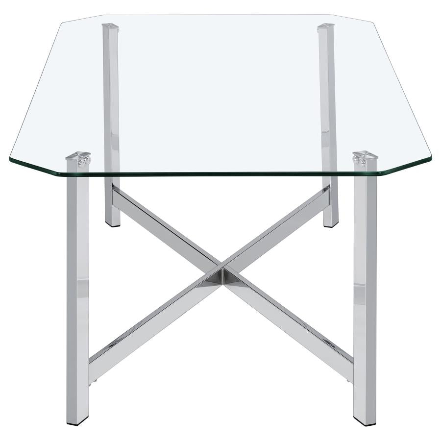 Cronin 3-piece Tempered Glass Top Coffee Table Set Chrome