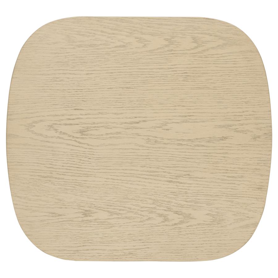 Kailani Coastal Rectangular End Side Table with Shelf Beige Oak