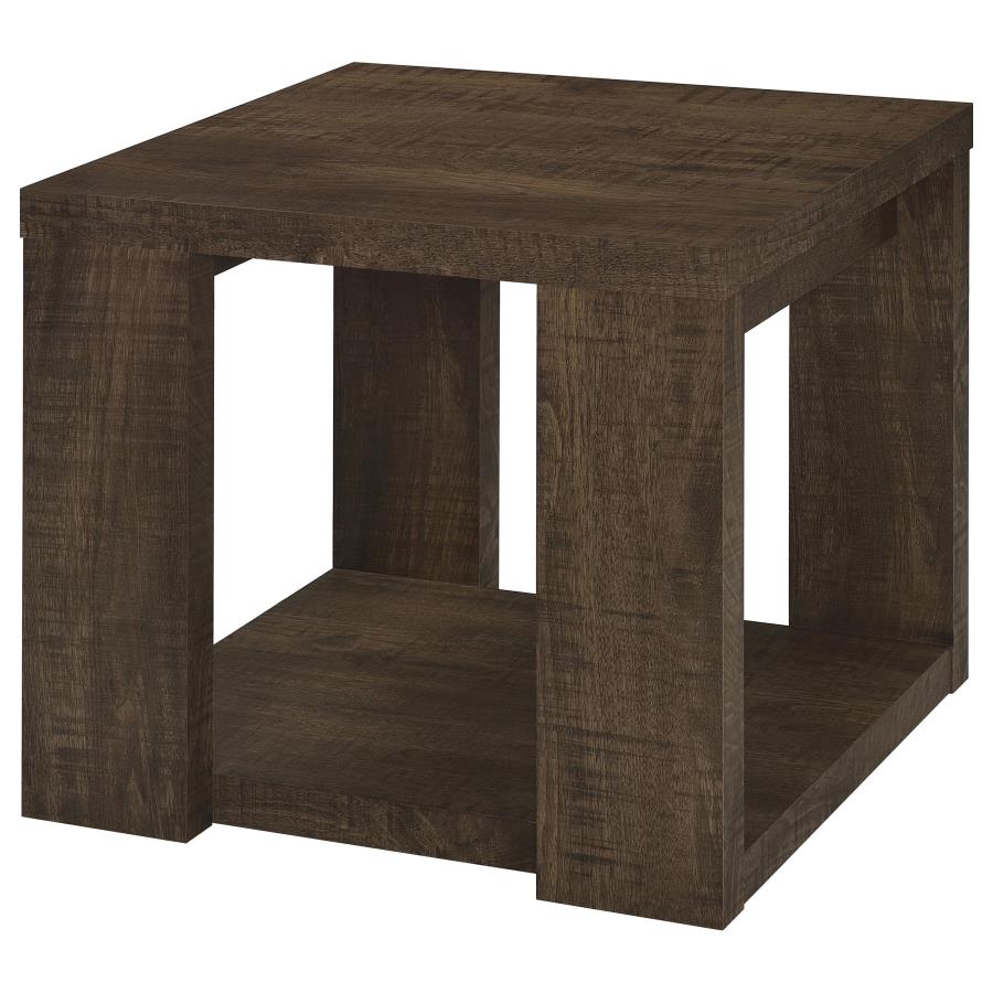 Pavone 2-Piece Coffee and End Table Set with Open Shelves Dark Rustic Mango