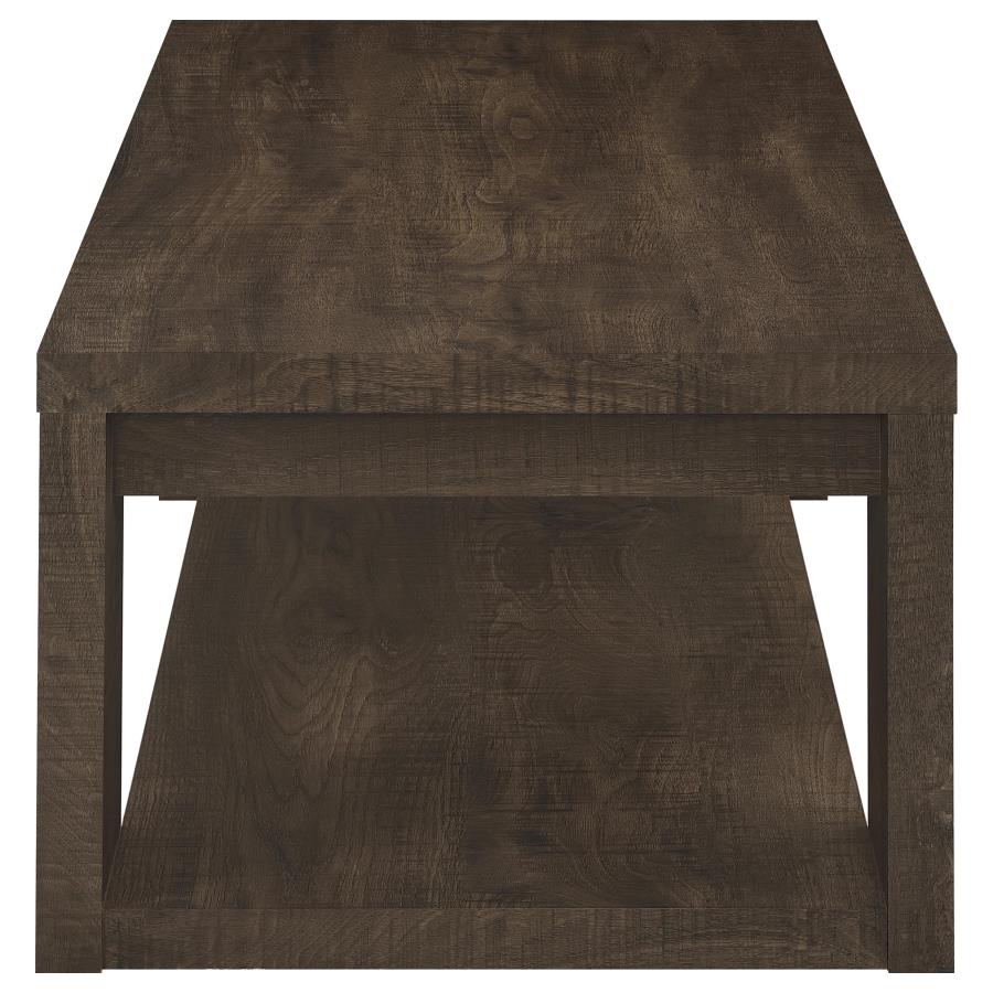 Pavone 2-Piece Coffee and End Table Set with Open Shelves Dark Rustic Mango