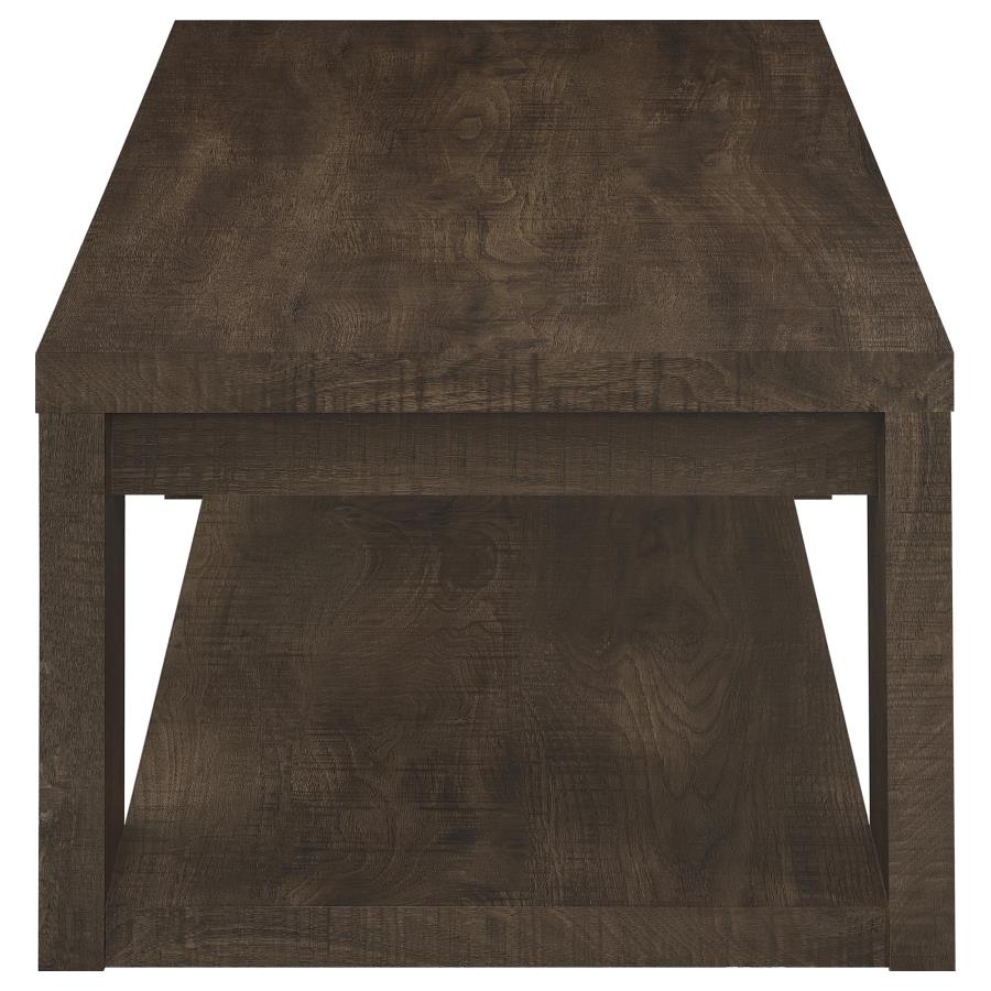 Pavone Rectangular Coffee Table with Open Lower Shelf Dark Rustic Mango