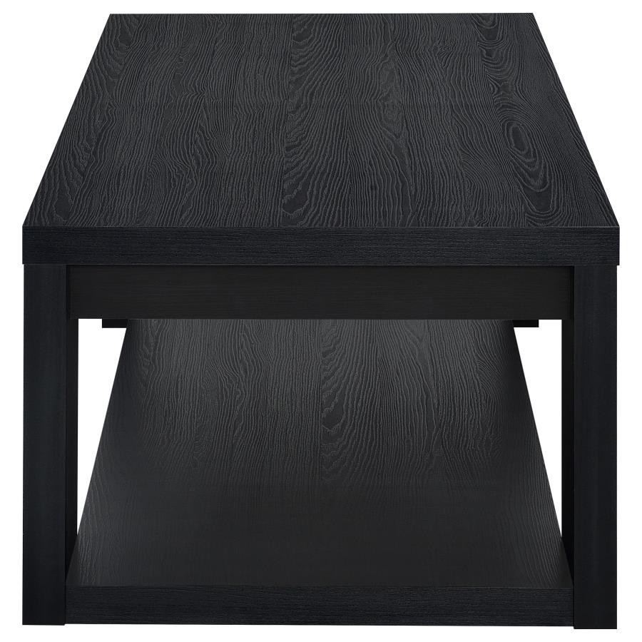 Pavone Transitional Rectangular Coffee Table with Open Lower Shelf Black