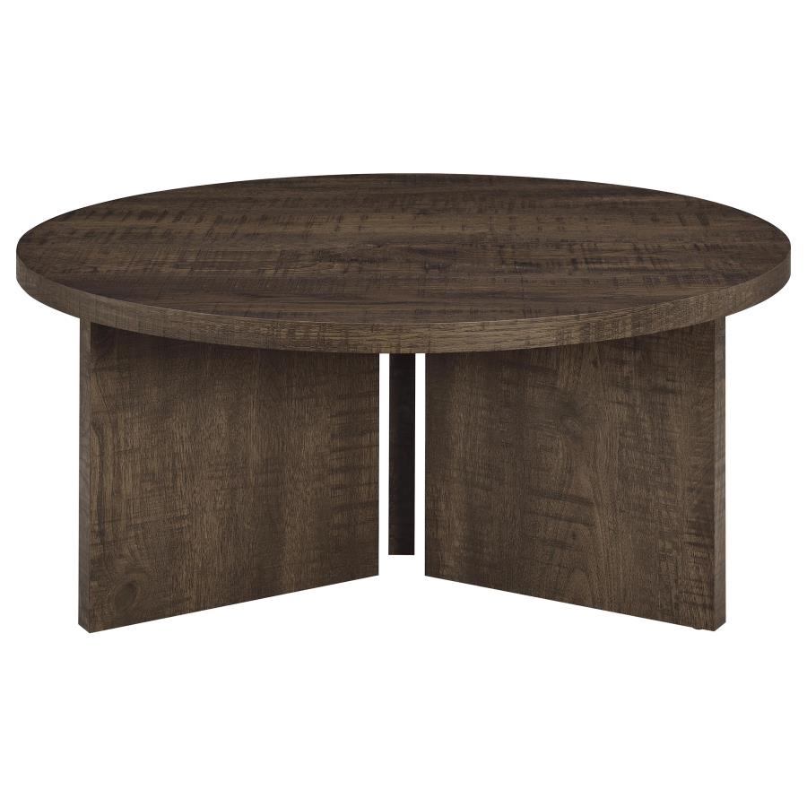 Aragon 2-Piece Round Coffee and End Table Set Dark Rustic Mango