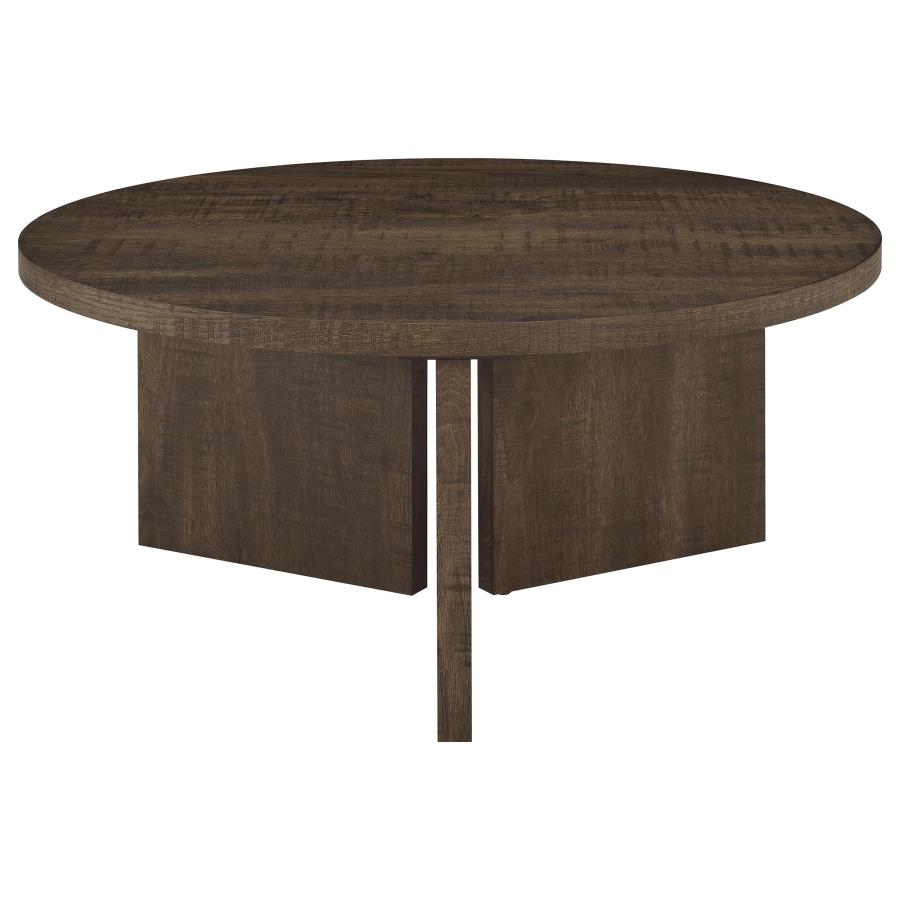 Aragon 2-Piece Round Coffee and End Table Set Dark Rustic Mango