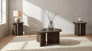 Aragon 3-Piece Round Coffee and End Table Set Dark Rustic Mango