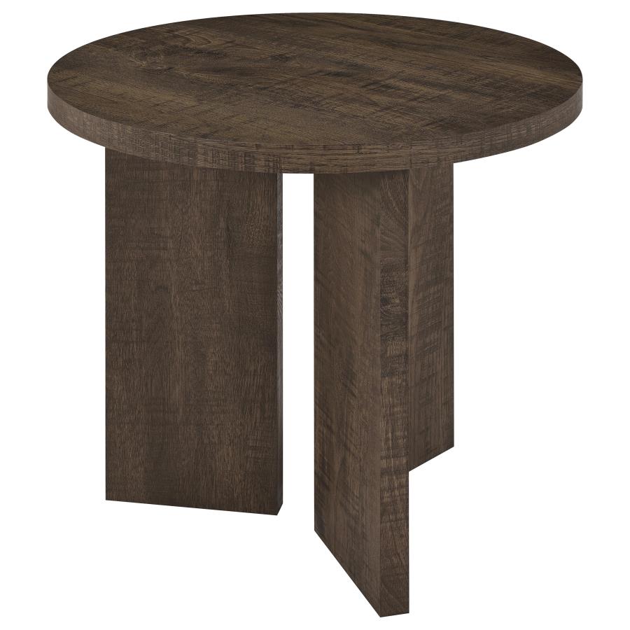 Aragon 3-Piece Round Coffee and End Table Set Dark Rustic Mango