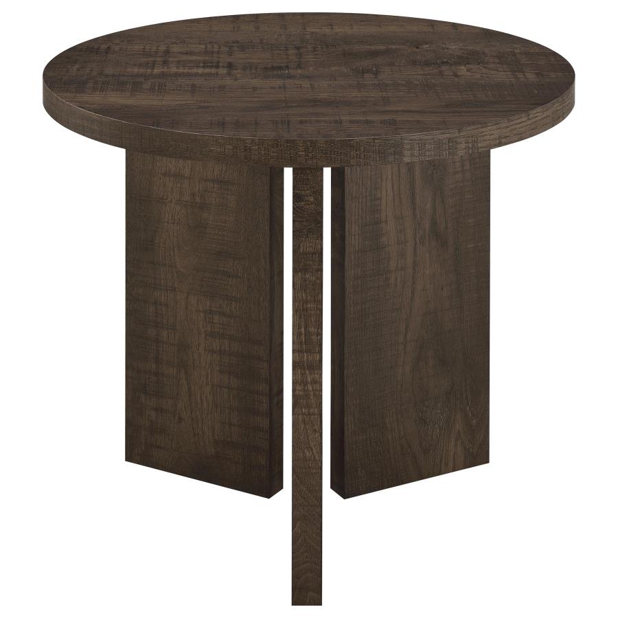 Aragon 3-Piece Round Coffee and End Table Set Dark Rustic Mango