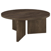 Aragon Round Panel Base Coffee Table Dark Rustic Mango