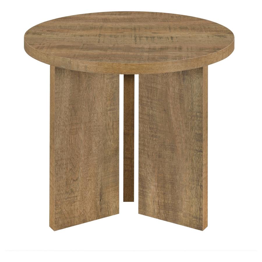 Aragon Round Panel Base End Table Mango